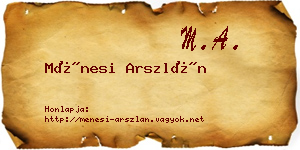 Ménesi Arszlán névjegykártya